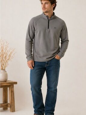 Men's Cinch Quarter Zip Pullover Size Large - Thick
Performance Long Sleeve Gray